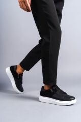SLW155 Warrior Bağcıklı ve Fermuarlı Cilt Süet Erkek Günlük Sneaker Ayakkabı BT - Siyah