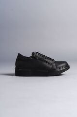 SLW155 Warrior Bağcıklı ve Fermuarlı Cilt Erkek Günlük Sneaker Ayakkabı ST - Siyah