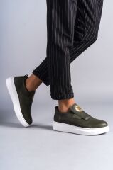SLW161 Hippo Bağcıksız Cilt Erkek Günlük Sneaker Ayakkabı BT - Haki