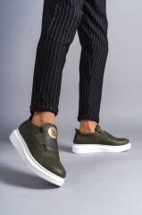 SLW161 Hippo Bağcıksız Cilt Erkek Günlük Sneaker Ayakkabı BT - Haki