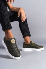 SLW161 Hippo Bağcıksız Cilt Erkek Günlük Sneaker Ayakkabı BT - Haki