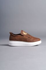 SLW161 Hippo Bağcıksız Cilt Erkek Günlük Sneaker Ayakkabı BT - Taba