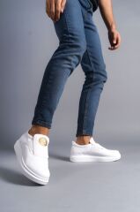 SLW161 Hippo Bağcıksız Cilt Erkek Günlük Sneaker Ayakkabı BT - Beyaz