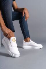 SLW161 Hippo Bağcıksız Cilt Erkek Günlük Sneaker Ayakkabı BT - Beyaz