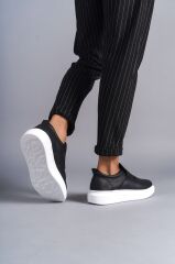 SLW161 Hippo Bağcıksız Cilt Erkek Günlük Sneaker Ayakkabı BT - Siyah