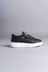 SLW161 Hippo Bağcıksız Cilt Erkek Günlük Sneaker Ayakkabı BT - Siyah