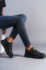 SLW161 Hippo Bağcıksız Cilt Erkek Günlük Sneaker Ayakkabı ST - Siyah