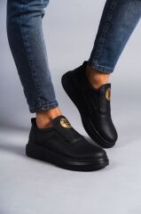 SLW161 Hippo Bağcıksız Cilt Erkek Günlük Sneaker Ayakkabı ST - Siyah