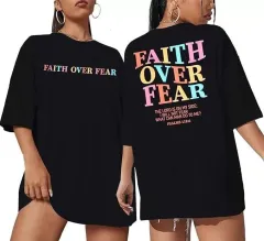 Kadın Bisiklet Yaka Baskılı T-shirt - Siyah