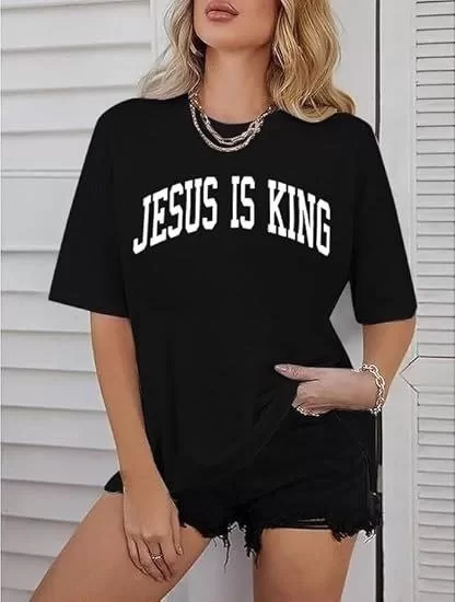 Kadın Bisiklet Yaka Kısa Kol Baskılı T-shirt - Siyah