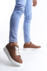 SLW151 Boost Bağcıklı Cilt Erkek Günlük Sneaker Ayakkabı BT - Taba