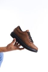 SLW151 Boost Bağcıklı Cilt Erkek Günlük Sneaker Ayakkabı ST - Taba