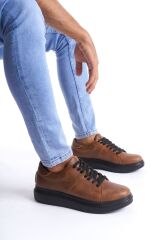 SLW151 Boost Bağcıklı Cilt Erkek Günlük Sneaker Ayakkabı ST - Taba