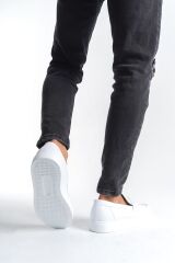 SLW180 Estilo X Bağcıksız Cilt Erkek Günlük Spor Klasik Ayakkabı BT - Beyaz