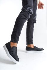 SLW180 Estilo X Bağcıksız Cilt Erkek Günlük Spor Klasik Ayakkabı BT - Siyah