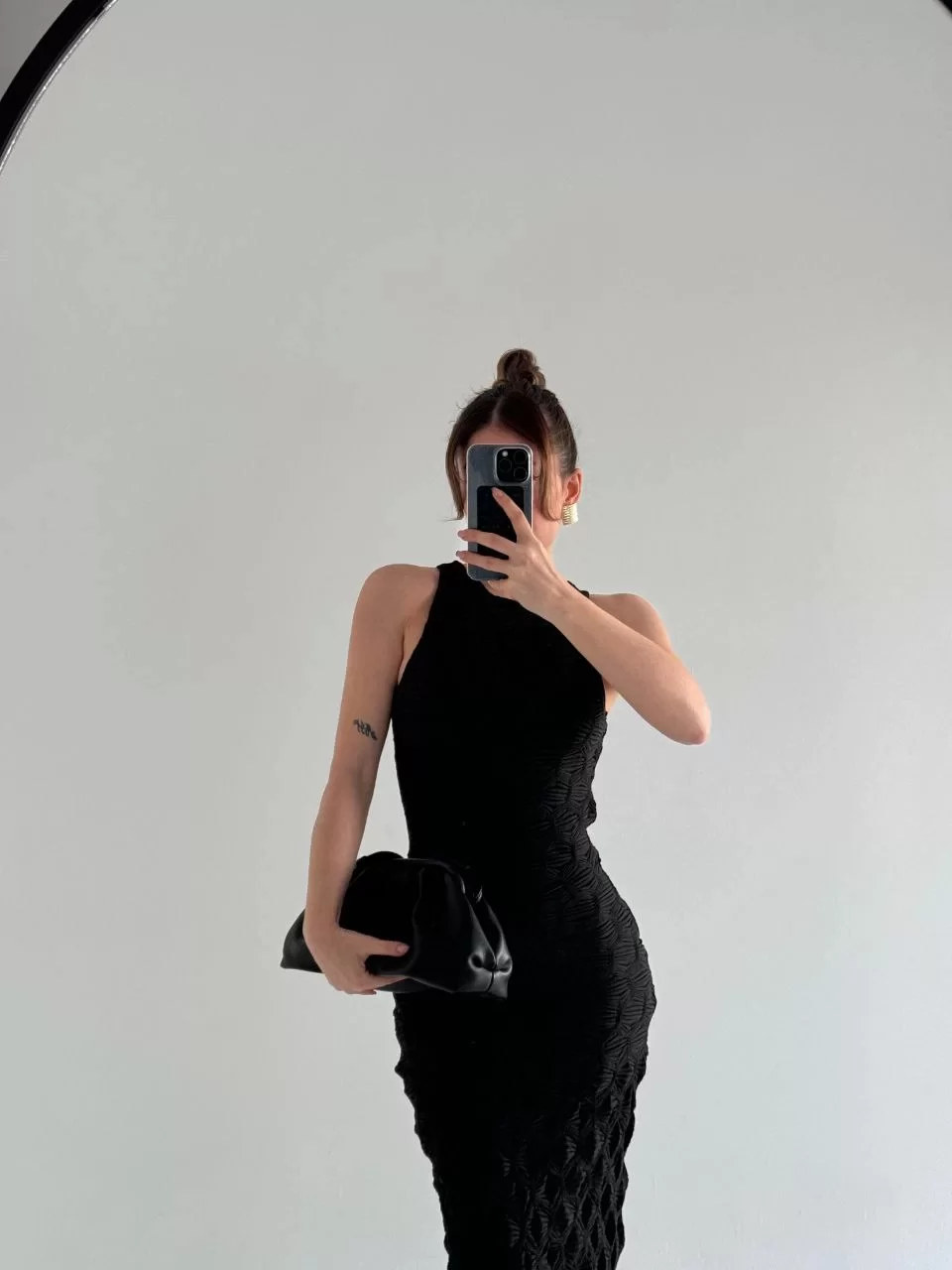 Kolsuz Uzun Elbise - Siyah