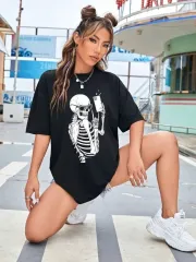 Baskılı Kadın T-shirt - Siyah