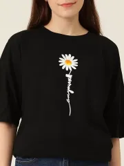 Baskılı Kadın T-shirt - Siyah