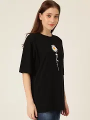 Baskılı Kadın T-shirt - Siyah