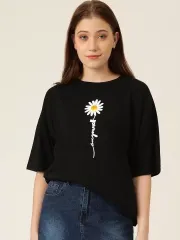 Baskılı Kadın T-shirt - Siyah