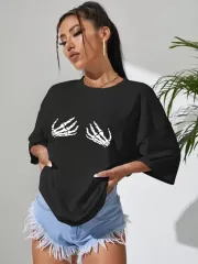 Baskılı Kadın T-shirt - Siyah