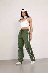 Paraşüt Kumaş Kargo Ceplı Baggy Eşofman - Haki
