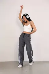 Paraşüt Kumaş Kargo Ceplı Baggy Eşofman - Gri