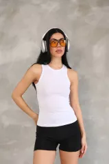 Kadın Kolsuz Badi bluz - Beyaz