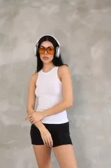 Kadın Kolsuz Badi bluz - Beyaz