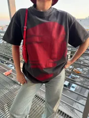 Bisiklet Yaka Yıkamalı Baskılı T-Shirt - Antrasit