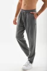Unisex Çizgili Eşofman Altı - Füme