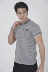 Erkek Yakalı Slim Fit Dokuma T-Shirt - Beyaz