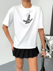Kısa Kol Baskılı T-shirt - Beyaz