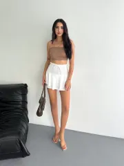 Ayrobin Şortlu Etek - Beyaz