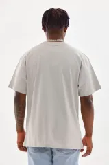 Unisex Baskılı Oversize T-Shirt - Gri