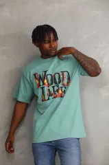 Unisex Baskılı Oversize T-Shirt - Mint Yeşili