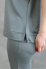 Osy Modal Yumuşak dokulu Kumaş Bisiklet Yaka Kısa Kollu Takım - Mint Yeşili