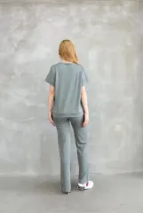 Osy Modal Yumuşak dokulu Kumaş Bisiklet Yaka Kısa Kollu Takım - Mint Yeşili