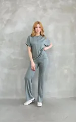 Osy Modal Yumuşak dokulu Kumaş Bisiklet Yaka Kısa Kollu Takım - Mint Yeşili