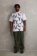 Unisex Baskılı Oversize T-Shirt - Beyaz