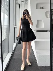 Fermuar detaylı Mini Elbise - Siyah