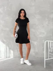kısa kollu Mini Elbise - Siyah