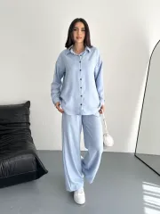 Gömlek Pantolon ikili Takım - Bebek Mavisi