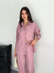 Gömlek Pantolon ikili Takım - Toz Pembe