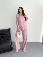 Gömlek Pantolon ikili Takım - Toz Pembe
