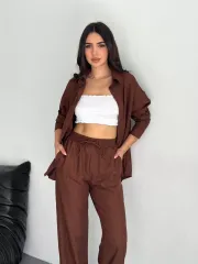 Gömlek Pantolon ikili Takım - Kahverengi