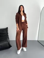 Gömlek Pantolon ikili Takım - Kahverengi