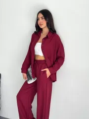 Gömlek Pantolon ikili Takım - Bordo