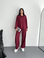 Gömlek Pantolon ikili Takım - Bordo