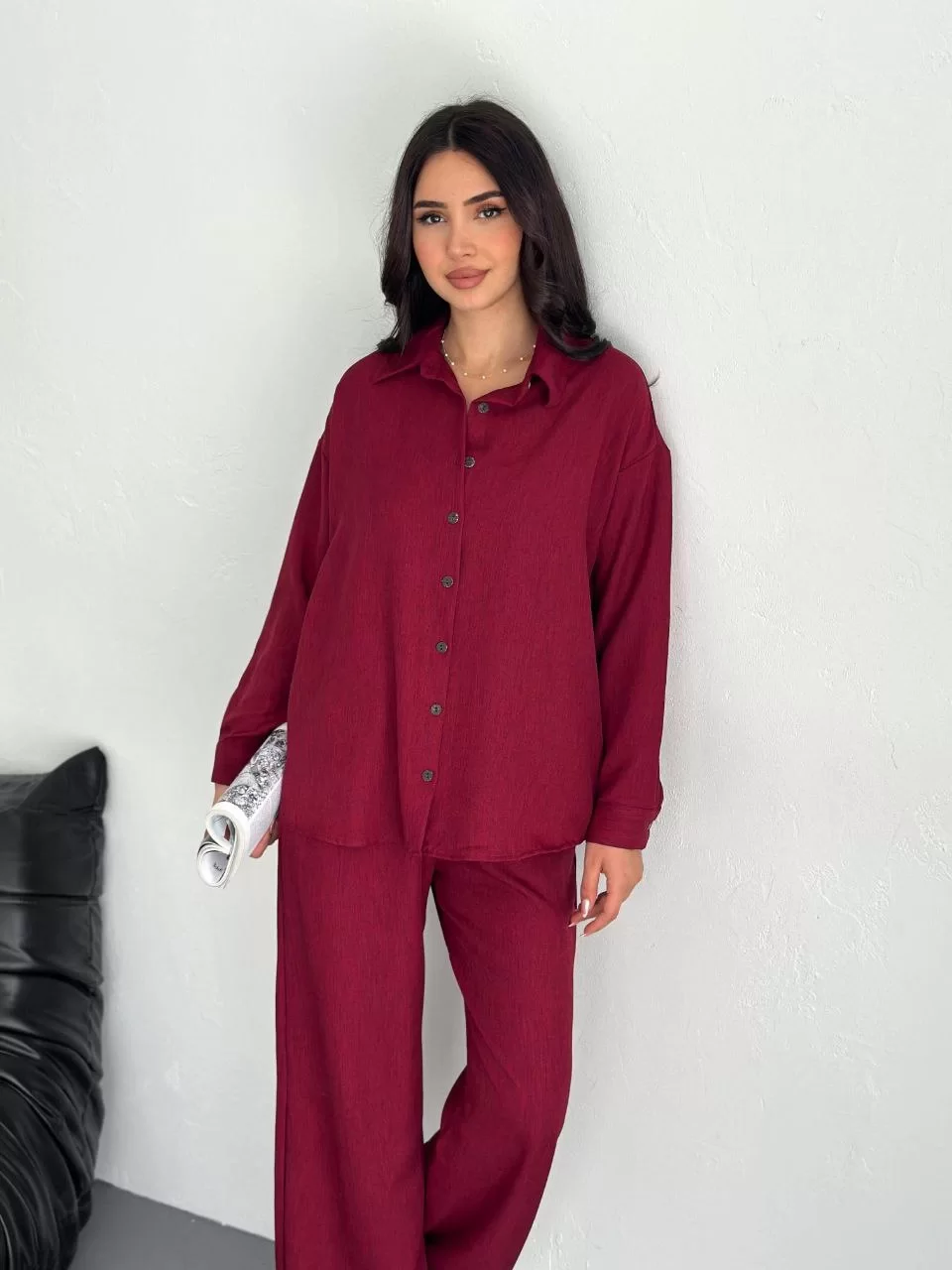 Gömlek Pantolon ikili Takım - Bordo